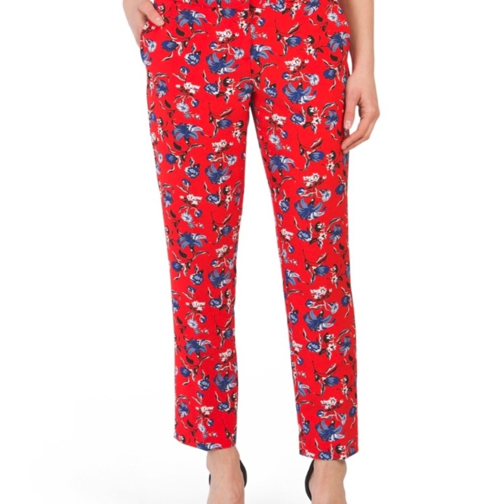 Cynthia Rowley red floral dress pants size 6